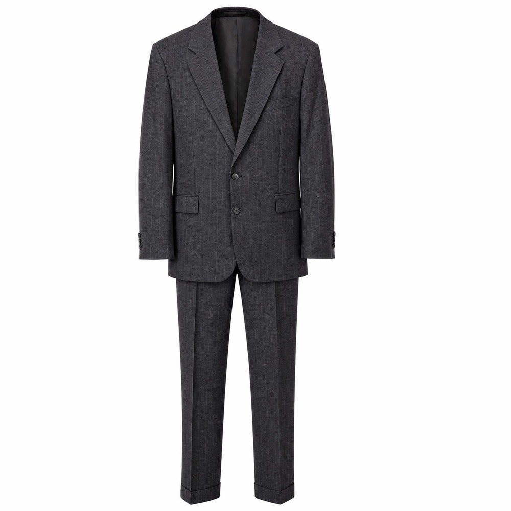 Alexandre London Suit 46L 38x31 Woolmark Grey Pinstripe 100% Wool Savile Row
